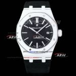 Swiss Replica Audemars Piguet Royal Oak White Carbon Fiber Black Face Velcro Strap Watch